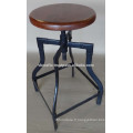 Tabouret industriel vintage avec dessus en bois de mangue